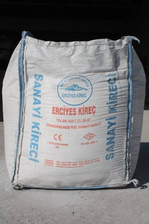 Hydrated lime industrial powder in big bag packaging
