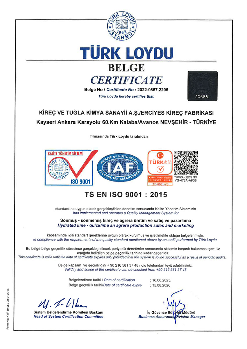 ISO 9001 quality management certificate